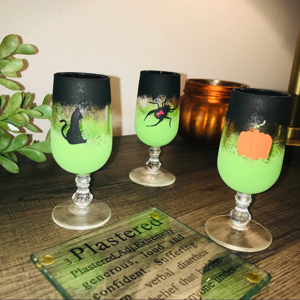 Mini wine shot glasses for Halloween